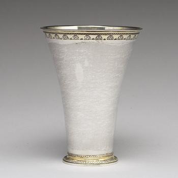 A Swedish 18th century parcel-gilt silver wedding-beaker, mark of Johan Soderdahl, Soderkoping 1770.