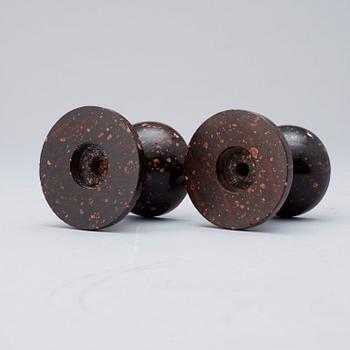 A pair of Swedish 19th century porphyry salts.