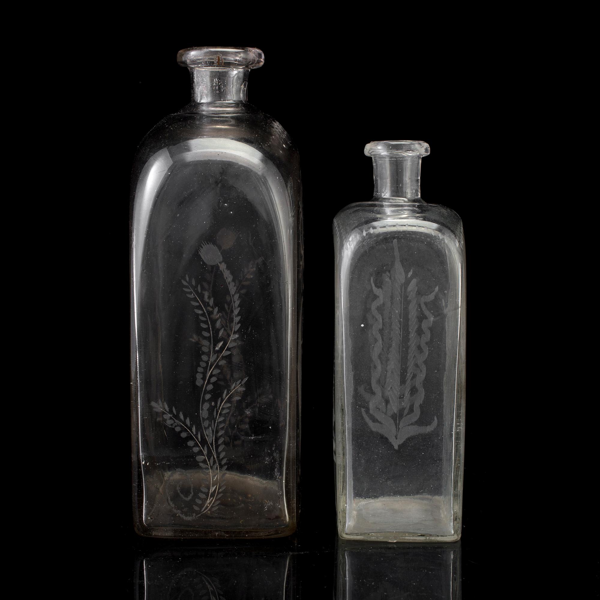 Two 19th century glass bottles.