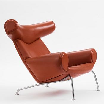 Hans J. Wegner, a brown leather  'Ox Chair', probably executed by AP-stolen, Denmark, 1960's-70's Provenance Sven Lundh.