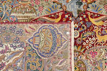 A Kashmar figural carpet, c. 387 x 300 cm.
