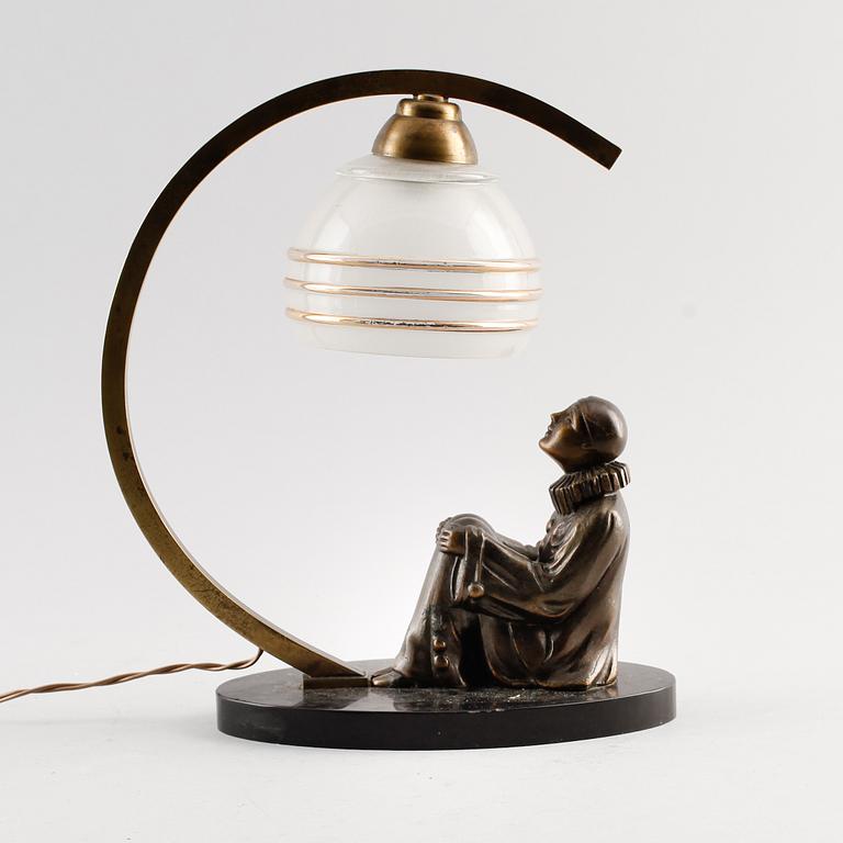 BORDSLAMPA, mässing och brons, art déco, 1900-talets första hälft.