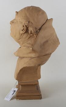 OKÄND KONSTNÄR, skulpturbyst, bemålad gips, bär sign.