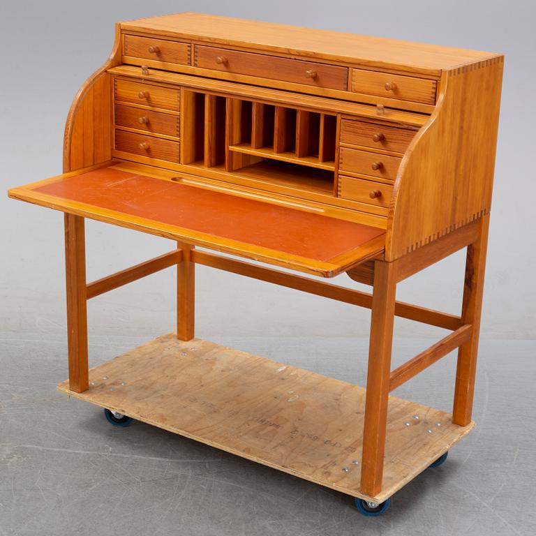 A pine roll top secretary desk by Andreas Hansen, Hadstens, end of the 20th Century.