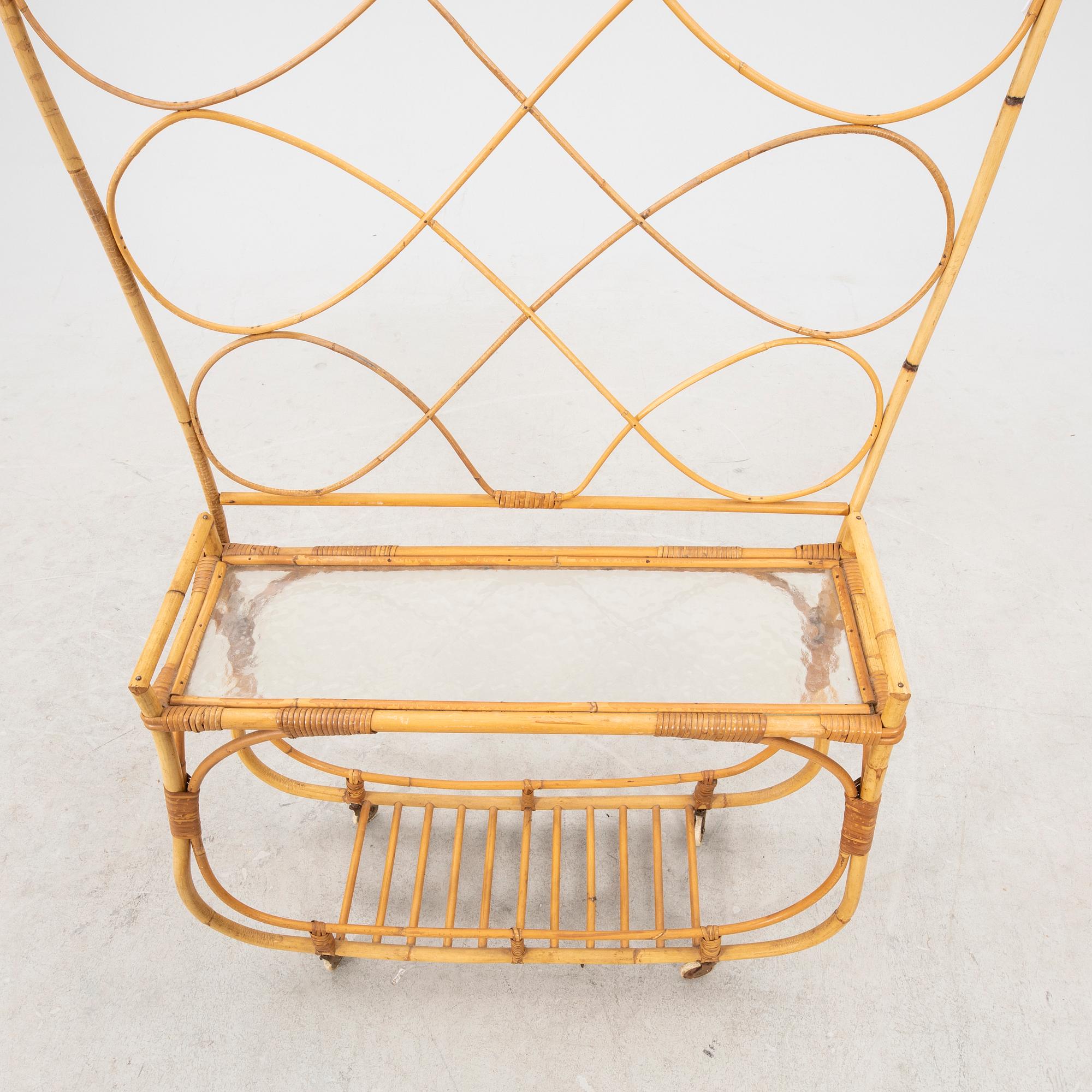 A 1940/50s bamboo and rattan flower table.