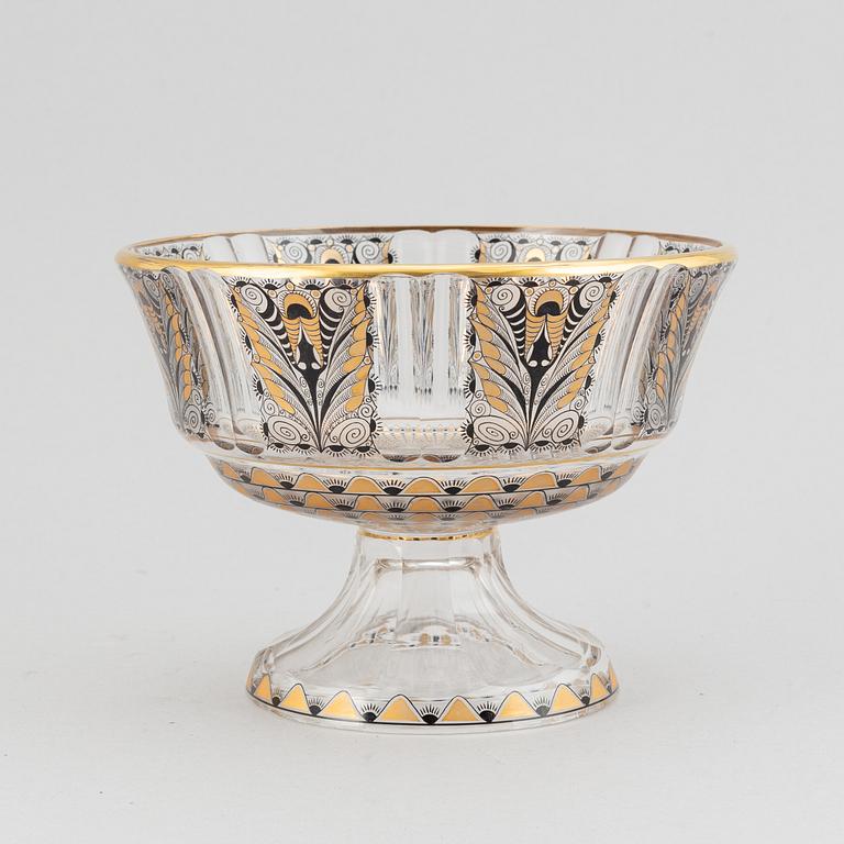 Adolf Beckert, skål på fot, glas, jugend, Steinschönau, 1910/20-tal.