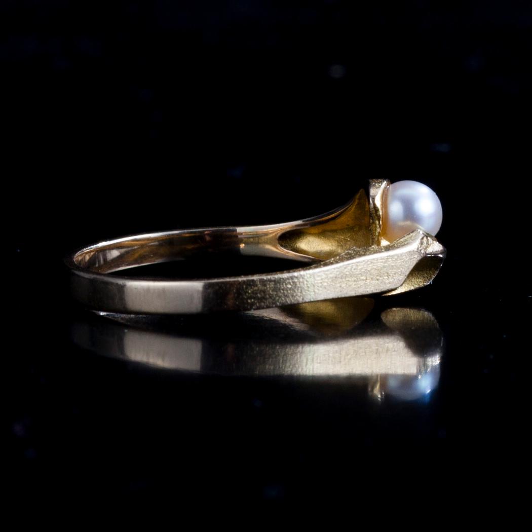 RING, 14K guld, pärla, Björn Weckström Lapponia. Vikt 2,8 g.