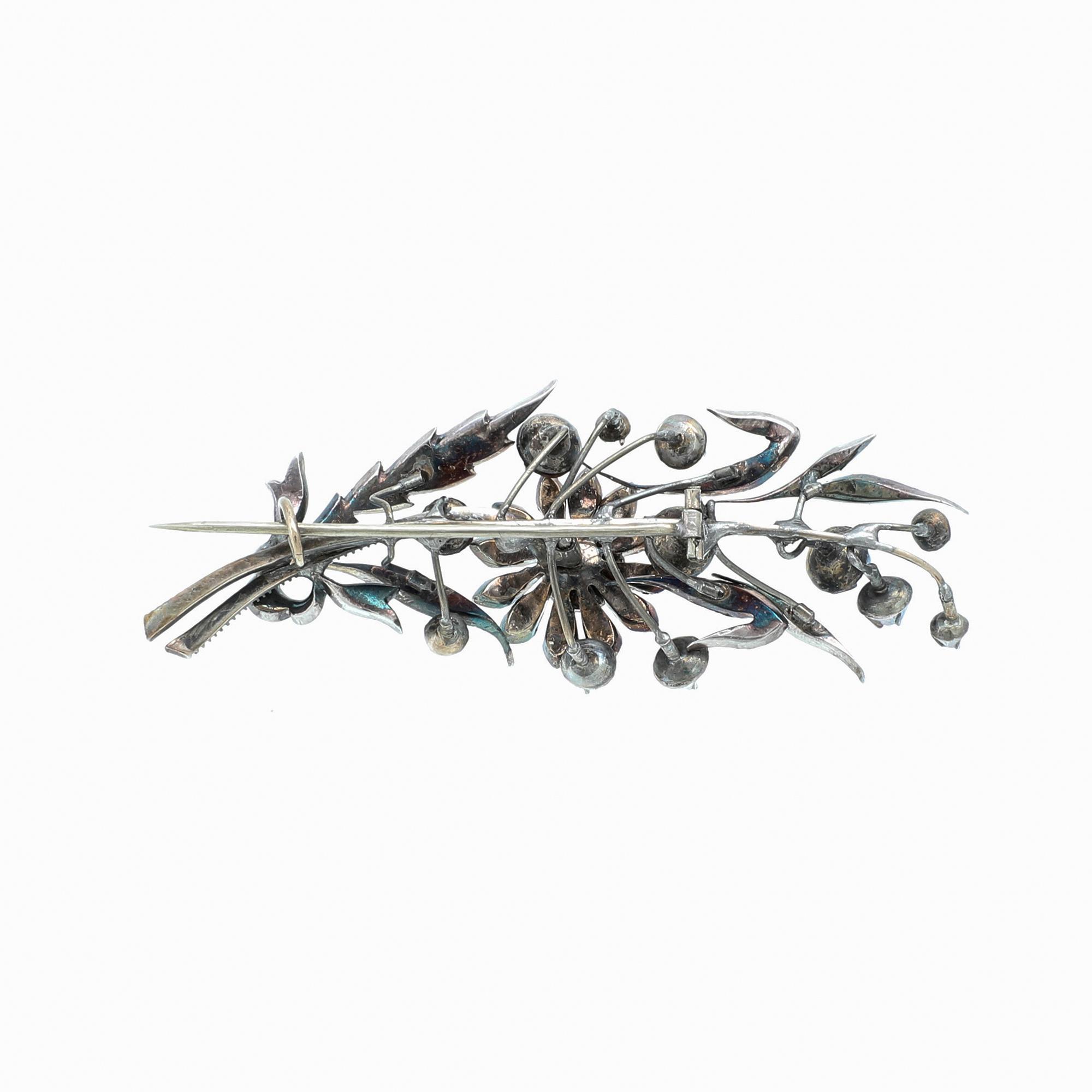 Silver brooch with rose-cut diamonds, second half of the 19th century.