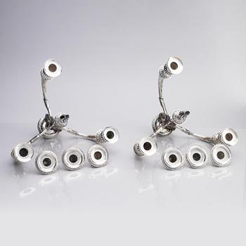 A pair of Danish 19th century silver candelabras, marks of Caspar Julius Wrom, Copenhagen 1834.