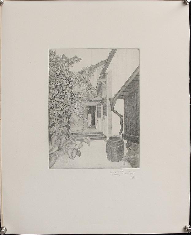 GUSTAF ISANDER, torrnål, sign och dat 1920.