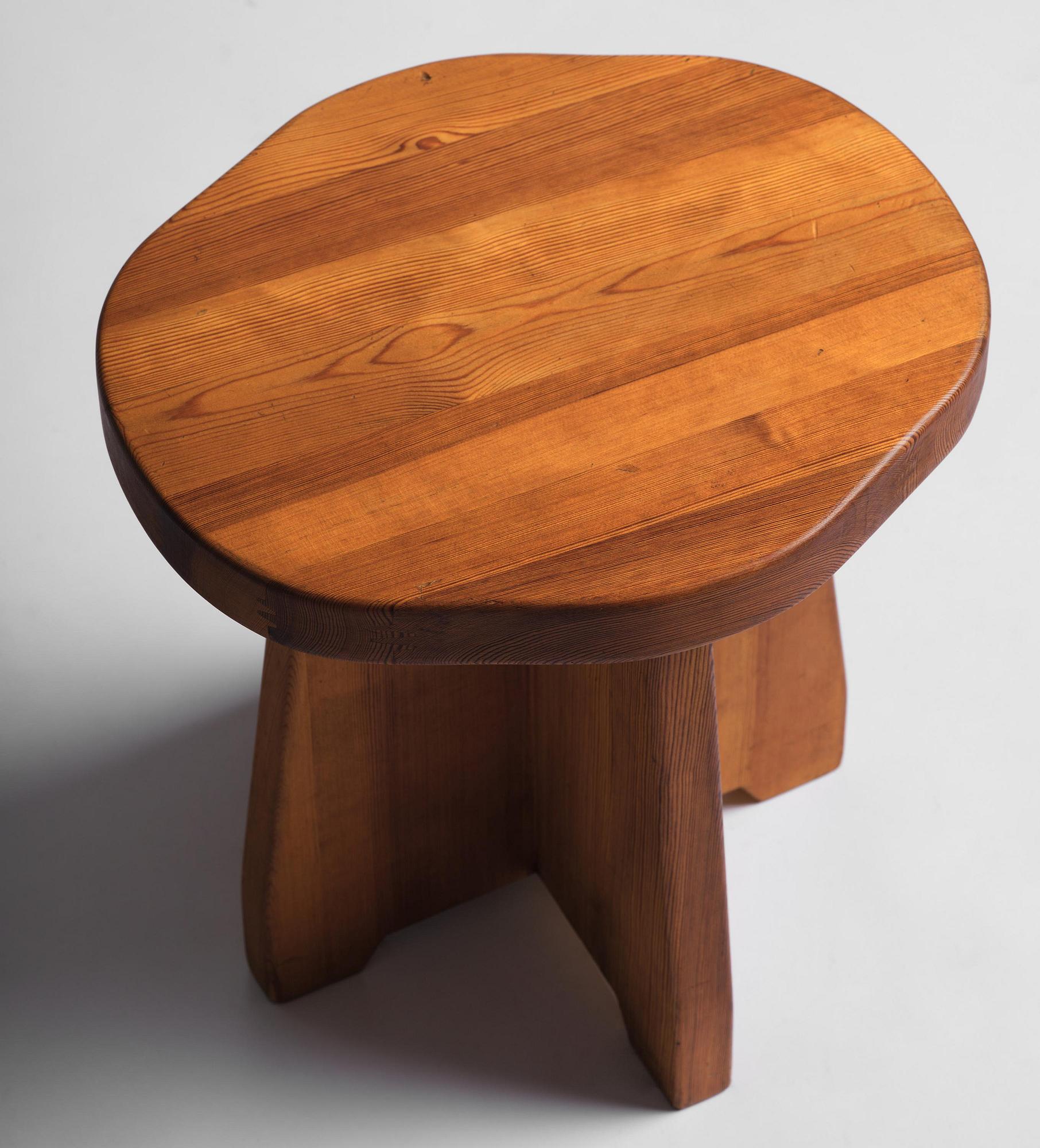 David Rosén, a stained pine "Berga" stool, Nordiska Kompaniet, Sweden, 1940s.