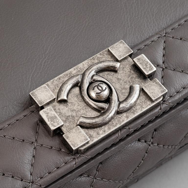 Chanel, a grey leather 'Large Boy Bag', 2014.