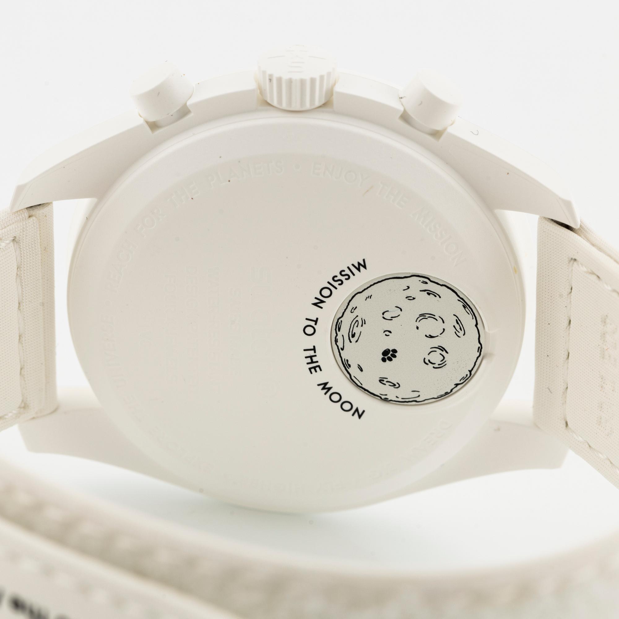 Omega/Swatch, MoonSwatch, Mission to the MoonPhase, "Snoopy", kronograf, armbandsur, 42 mm.