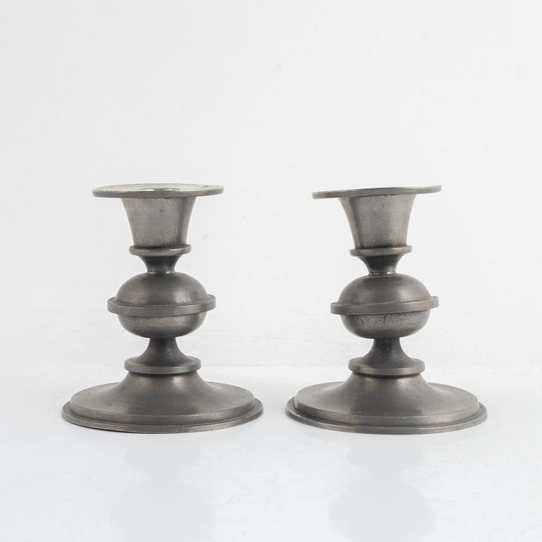 Edvin Ollers, candlesticks, a pair, pewter, Stockholm 1964.