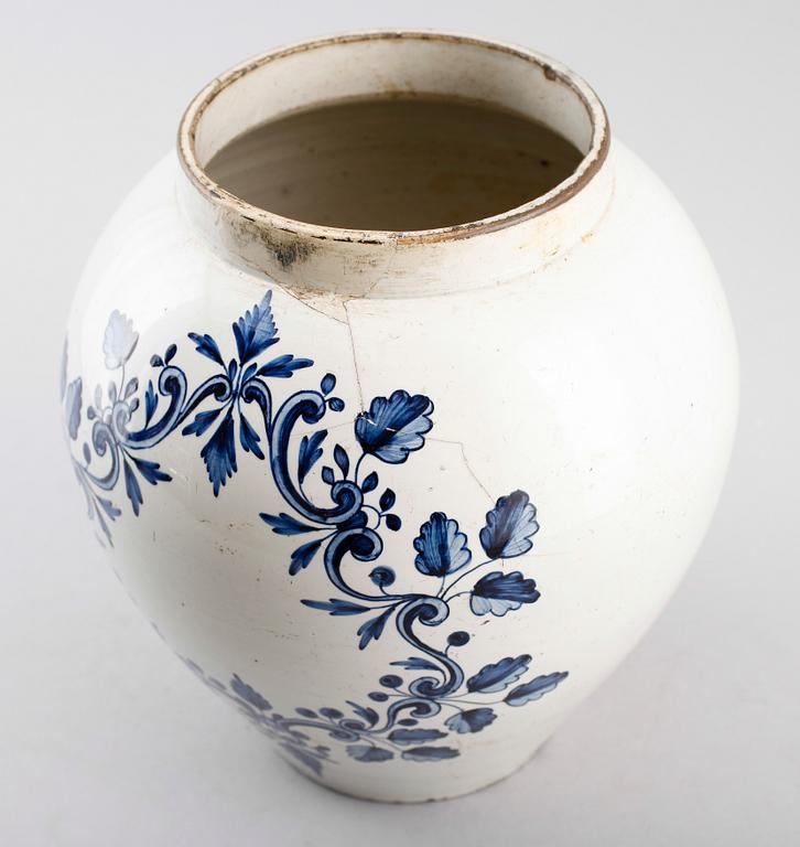 URNA MED LOCK, fajans och mässing, Delft, Holland, 1700-tal.