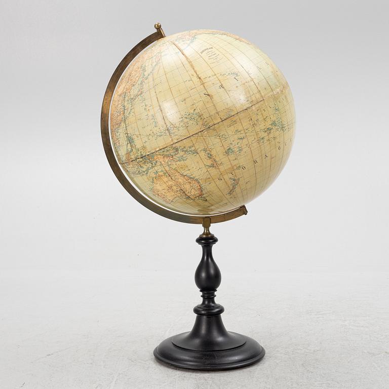 A globe by H.Keipert & ARvid Kempe, Wahlström & Widstrand, Stockholm, Sweden, 1909.