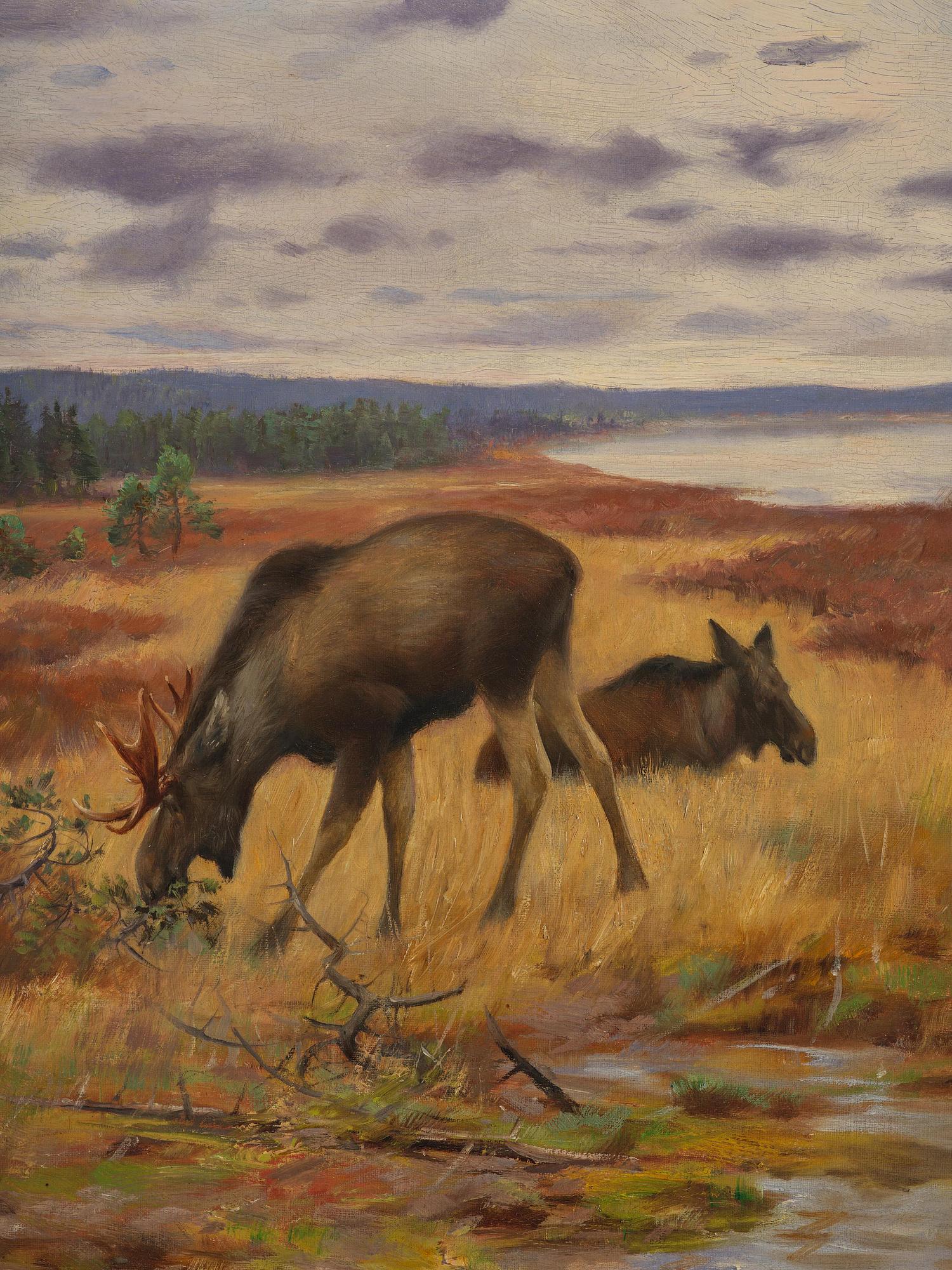 Axel Borg, Älgar på myr.