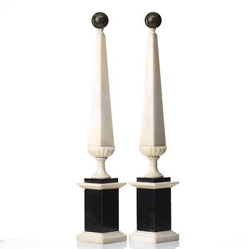 A pair of 19 th Century presumably Italien obelisks.