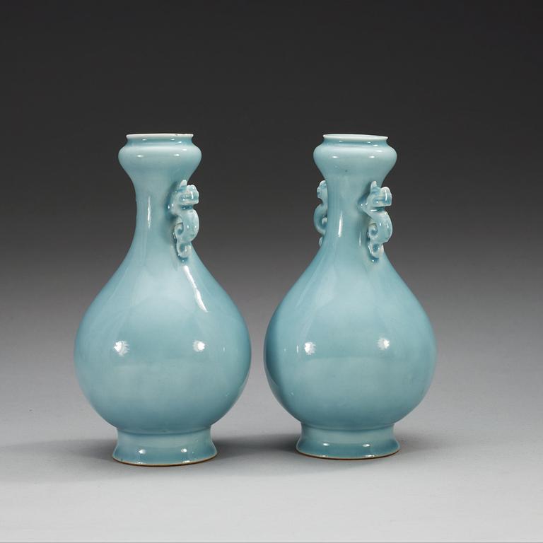 A pair of 'claire de lune' vases, Qing dynasty, 19th Century.