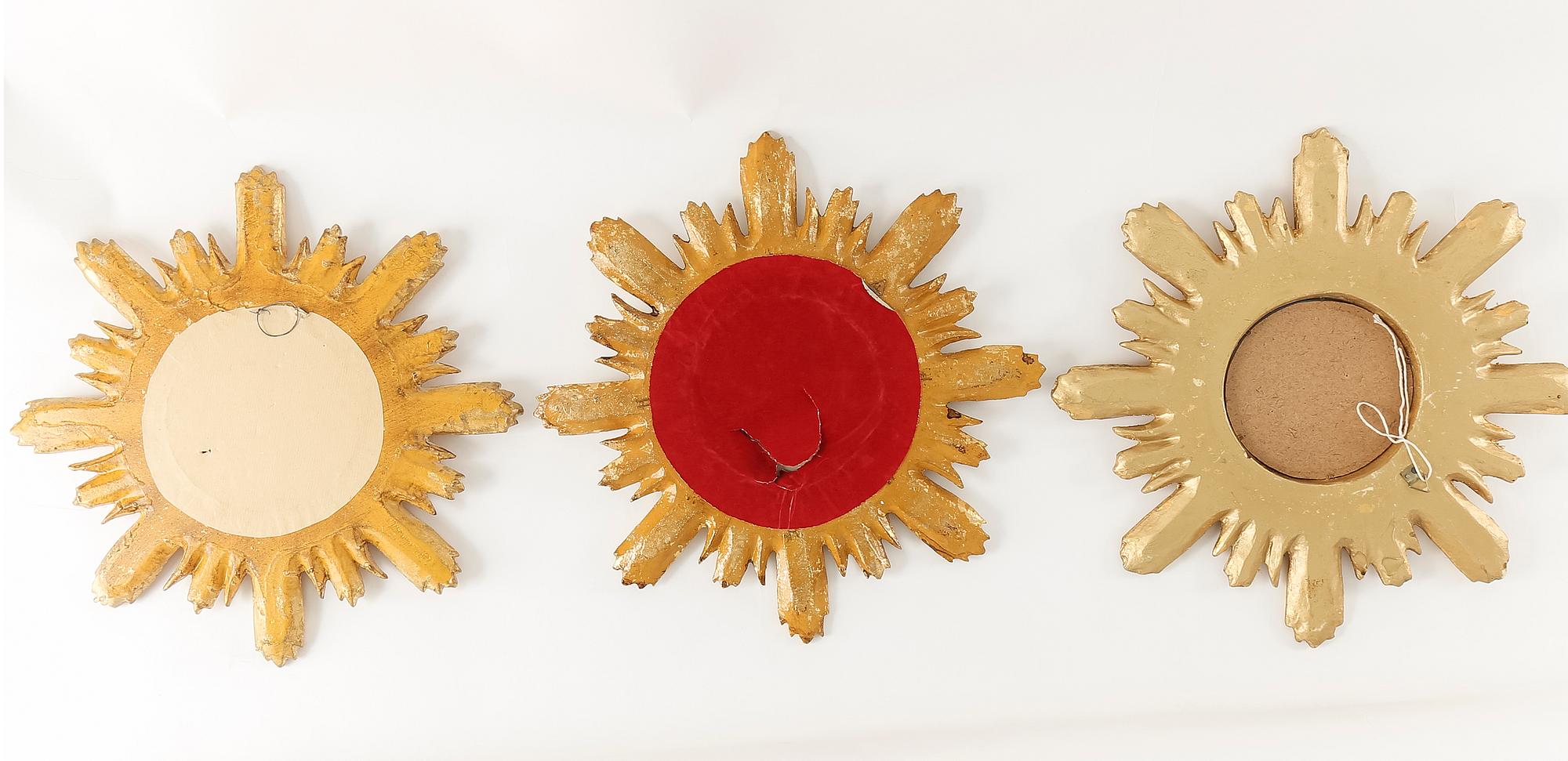 SOLSPEGLAR,  3 stycken, 1900-talets andra hälft.