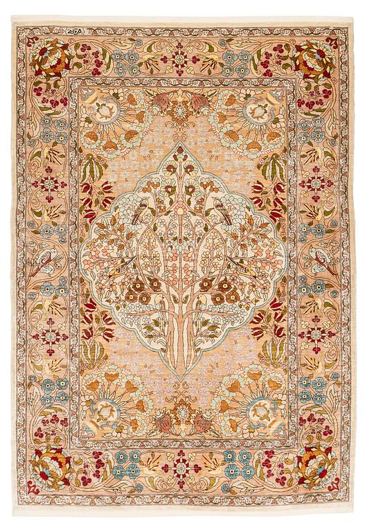A rug, Old, silk Hereke, ca 128 x 90 cm.