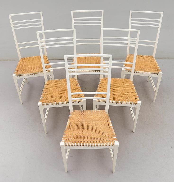 Erik Chambert, a set of six white lacquered Poem chairs, Chambert´s, Sweden 1950´s.