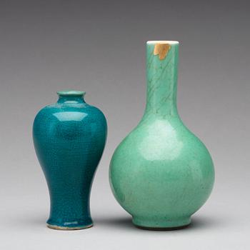 Two monochrome glazed vases, Qing dynasty, 18th Century.