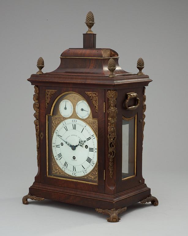 An English 18th century bracket clock, quarter chime on six-bells. Dial marked "HERMAN DIEDRICH SPÖRING LONDON".