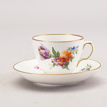 KAFFESERVIS, porslin, 12 delar,  "Sachsisk Blomst"Royal Copenhagen.
