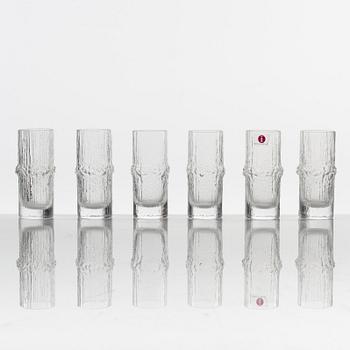 Tapio Wirkkala, six ' niva' shot glasses, Iittala, Finland.