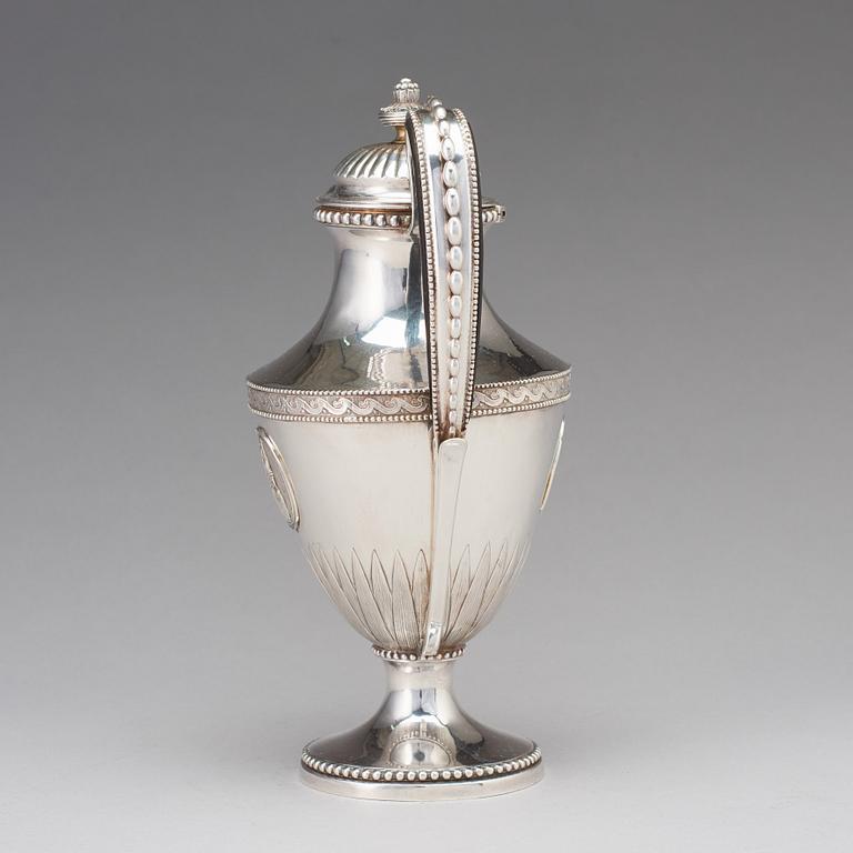 Johan Fredrik Wildt, kaffekanna, silver, Stockholm 1790, gustaviansk.