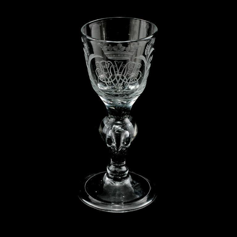 POKAL, glas, troligen Tyskland, 1700-tal.
