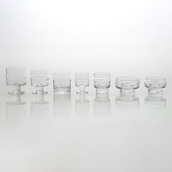 Timo Sarpaneva, set of 54 'Ripple' 2054 glasses for Iittala.