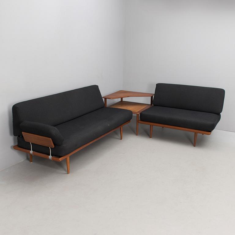A three piece Danish 'Minerva' sofa suite with a table for France & Son, 1950s/1960s.