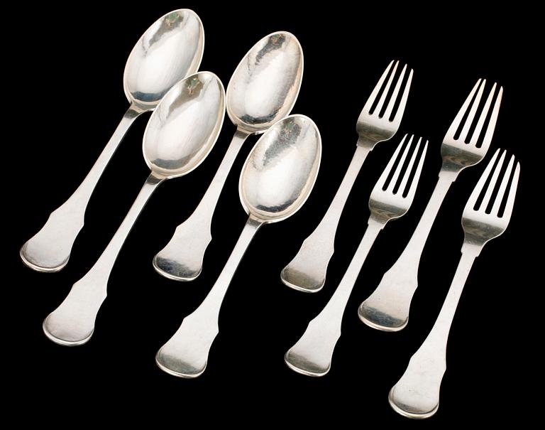 BESTICK, 8 st, silver, Just Andersen, 1910-20-tal. Tot ca 400 gr.