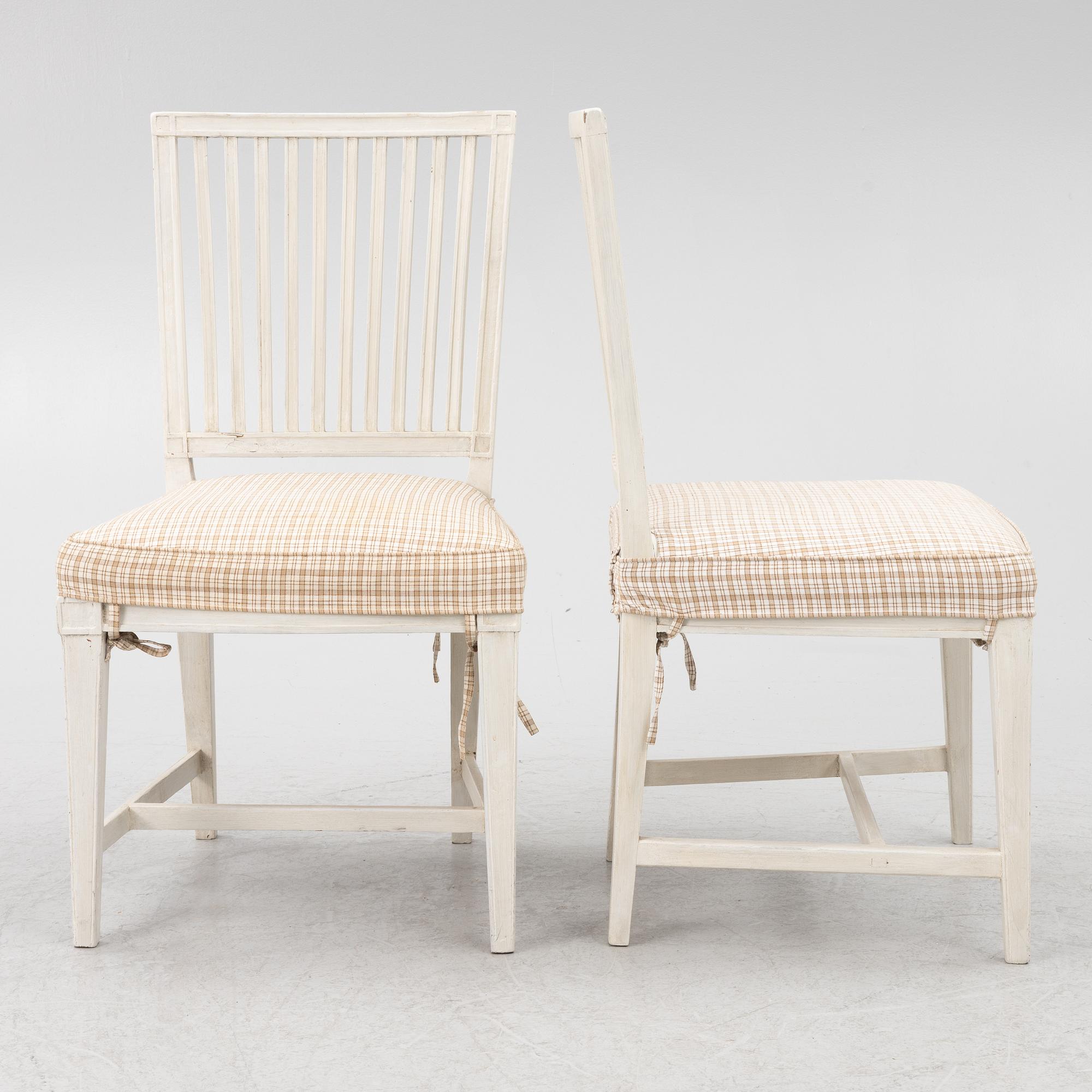 Five late Gustavian chairs, circa 1800.