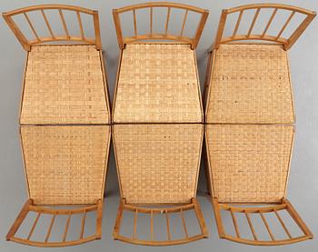 JOSEF FRANK, a set of six elm and rattan dining chairs, model 800.