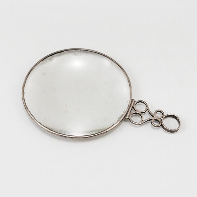 LÄSGLAS, silver och glas, Norrköping 1838.
