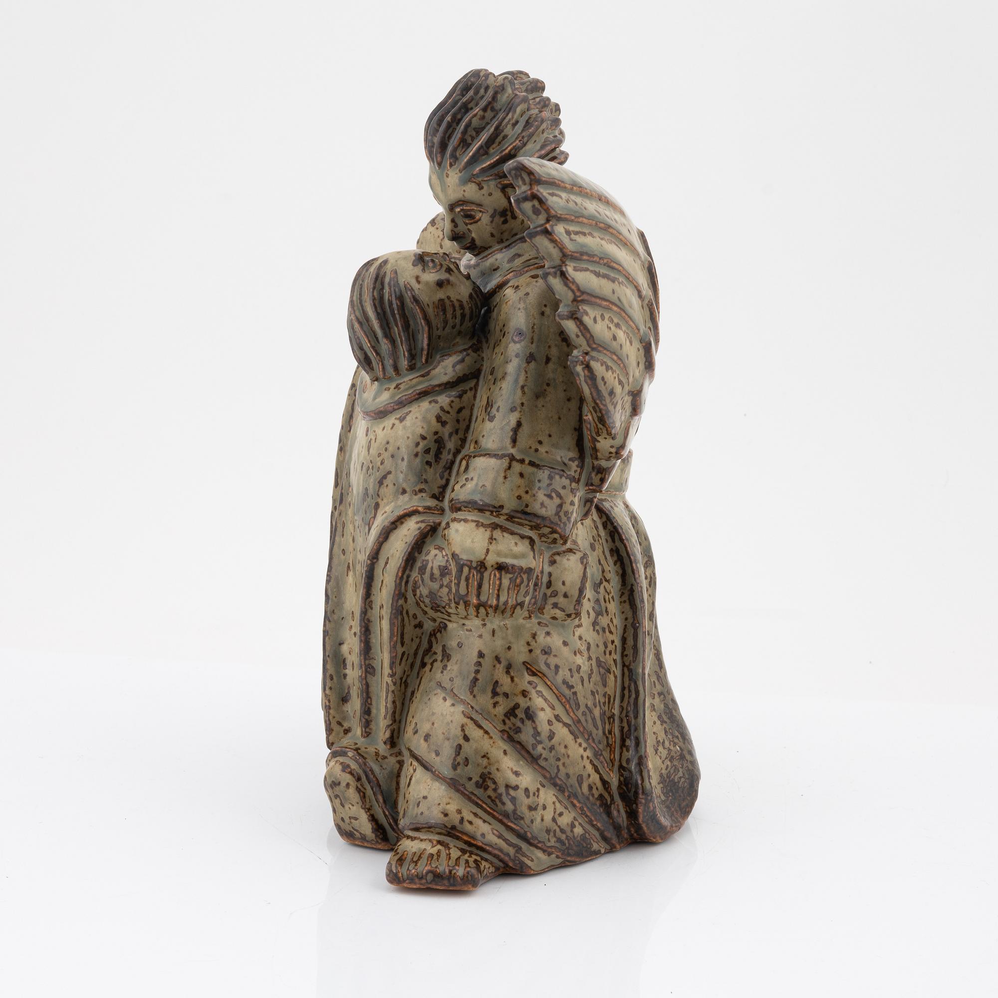 Jais Nielsen, skulptur, porslin, "Jakobs kamp med ängeln", Royal Copenhagen, 1900-talets första hälft.