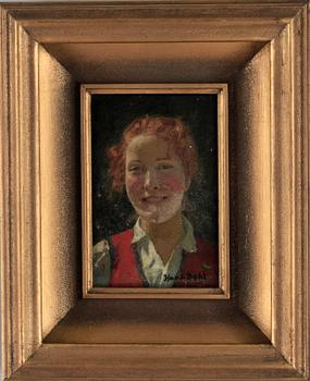 HANS DAHL, olja på pannå, sign.