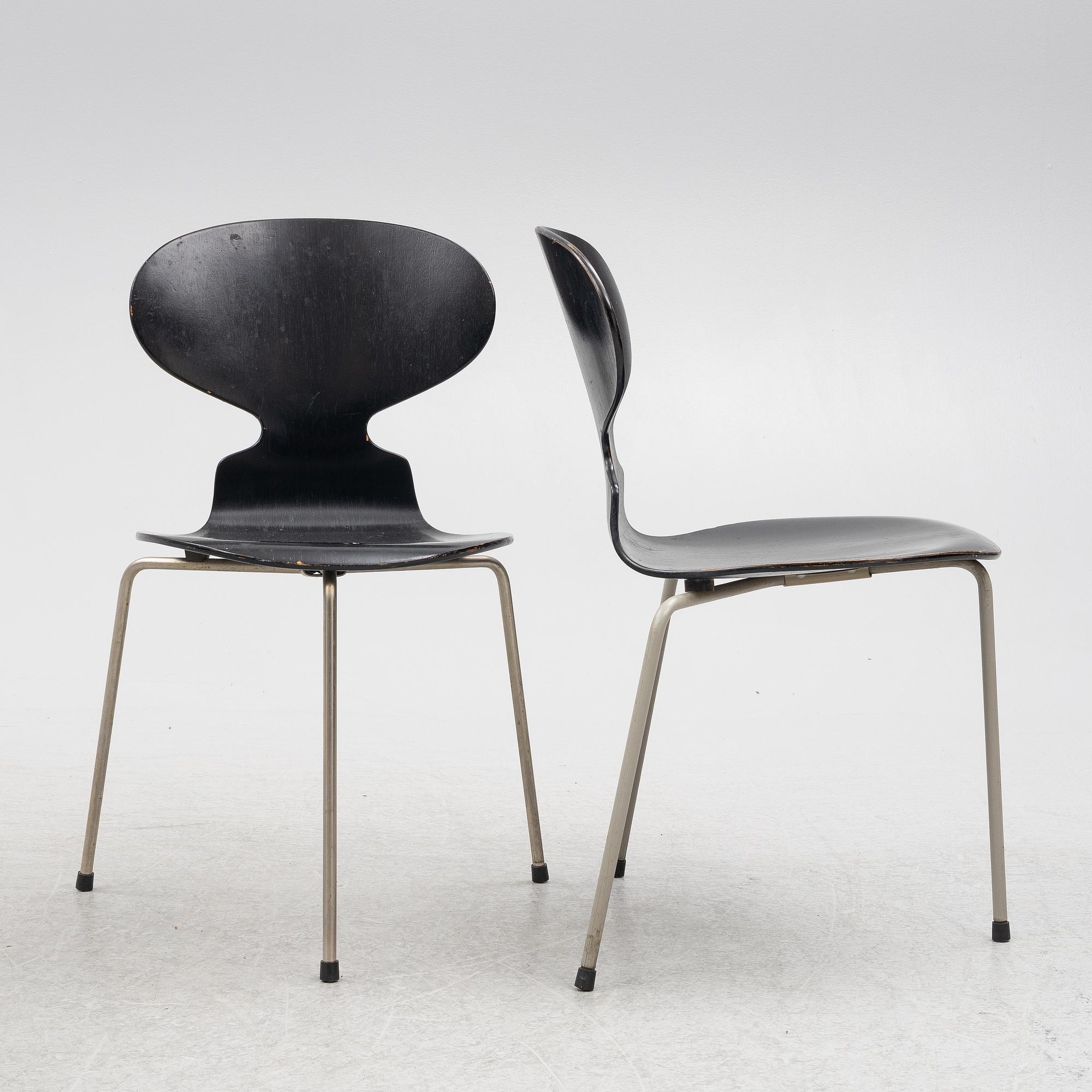 Arne Jacobsen, chairs, 4 pcs, "Ant", Fritz Hansen, Denmark, second half of the 20th century.