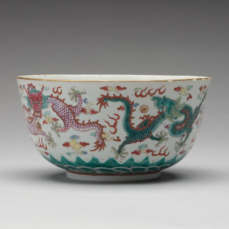 A dragon bowl, Qing dynasty with Guangxus six character mark.