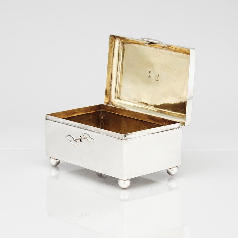 Lars Boye, skrin, silver, Stockholm 1783. Gustavianskt.