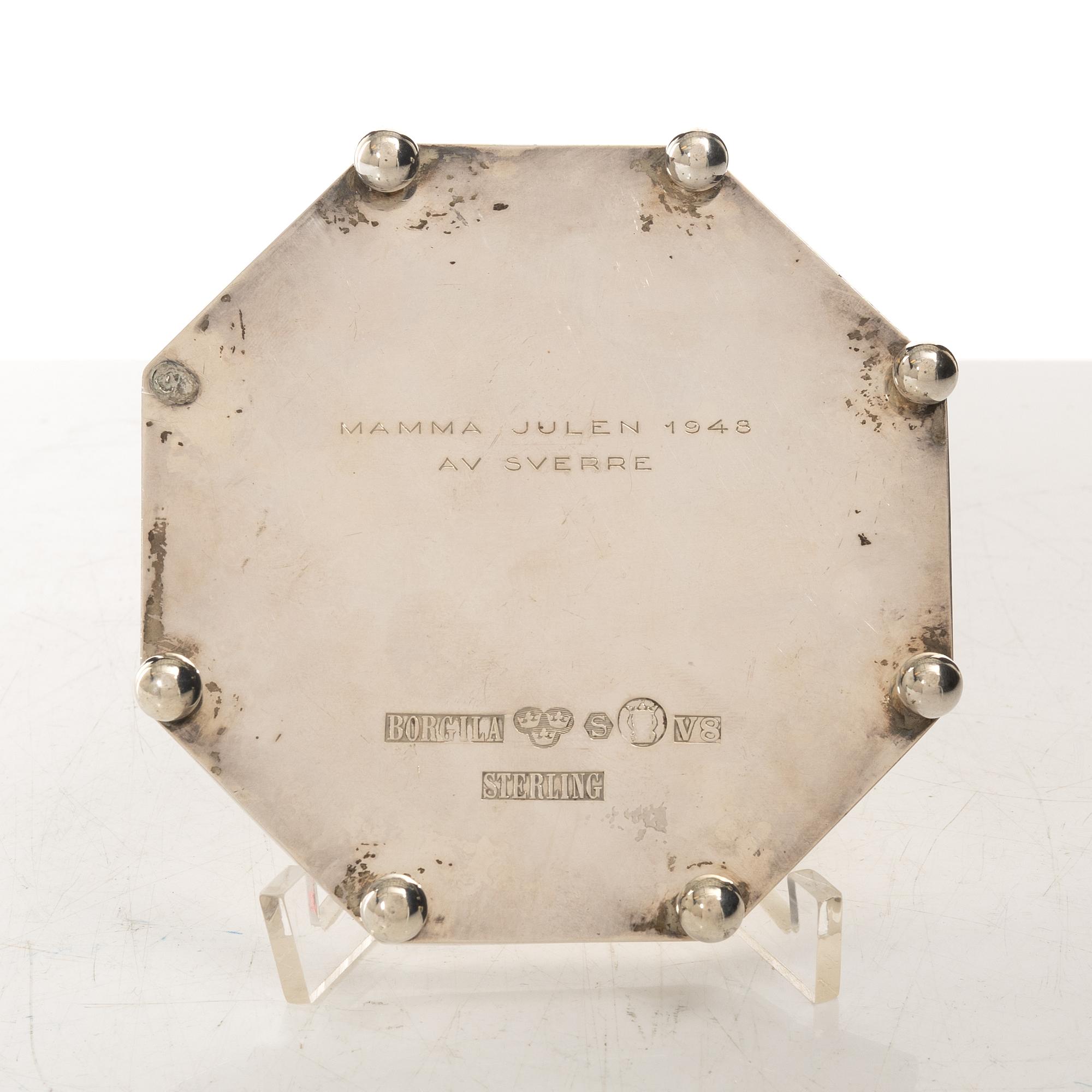 Coaster, silver, Borgila, Stockholm, 1947.