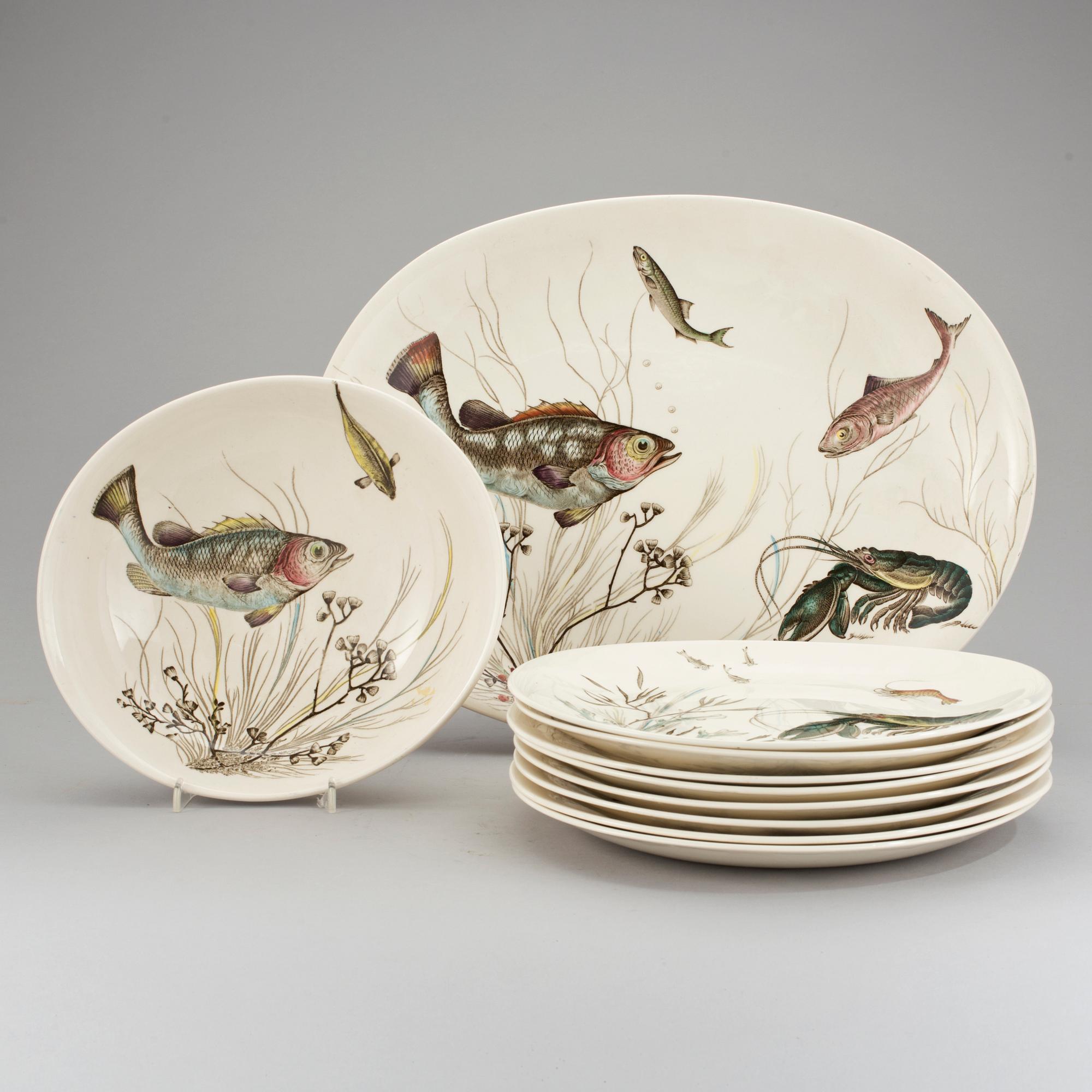 FISKSERVIS, flintgods. Johnson Bros, England, 1900-talets andra hälft.