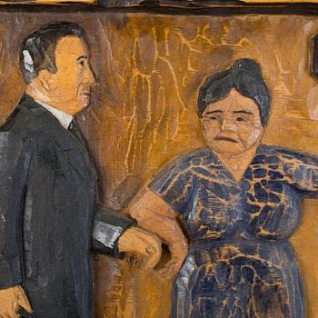 TRÄTAVLA, a tergo signerad i blyerts "W. BERGSTRÖM, Sävjö, 1948.