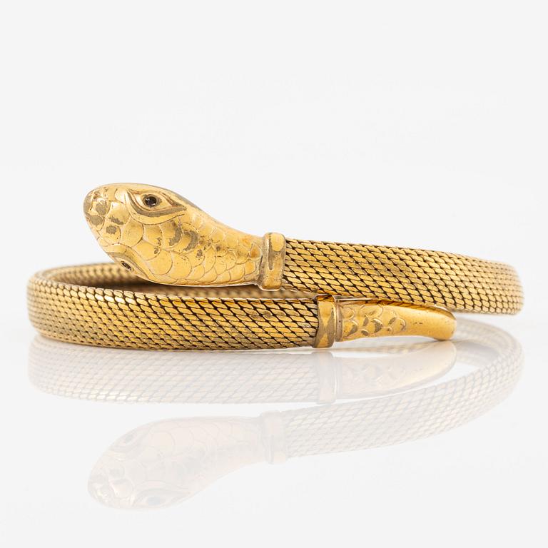 Arm ring, in the form of a serpent, brass,.