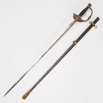 Sword, American, model 1860 for officers, with scabbard.