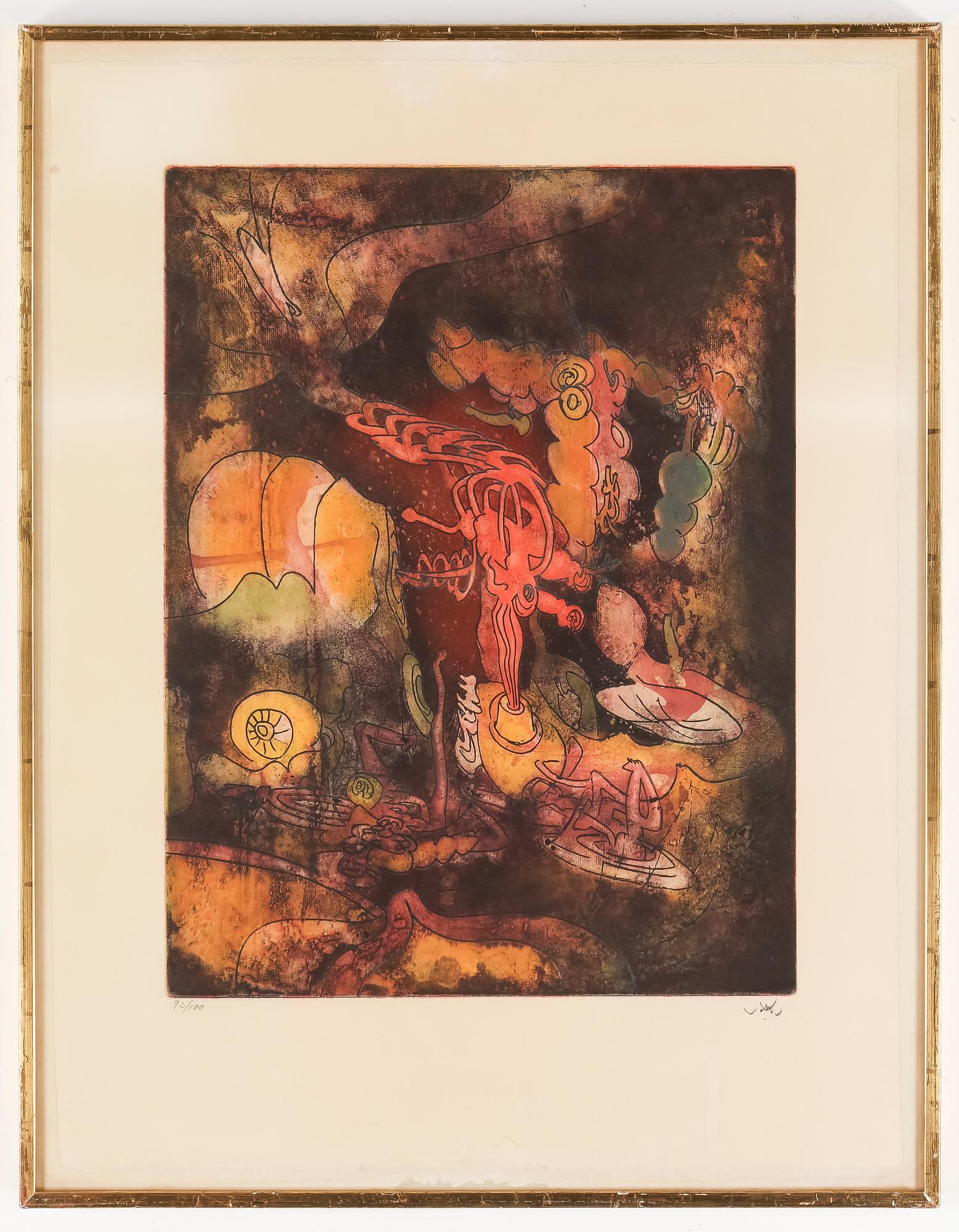 ROBERTO MATTA, färglitografi, signerad och numrerad 92/100.