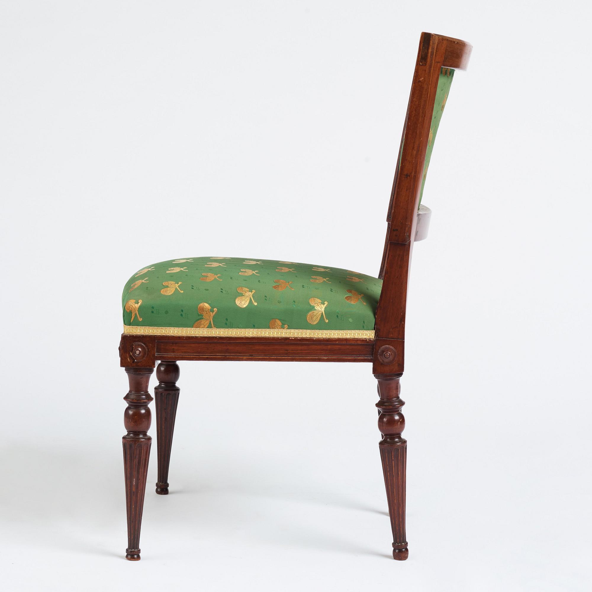 A late Gustavian mahogany chair by Ephraim Ståhl (Stockholm 1794-1820).